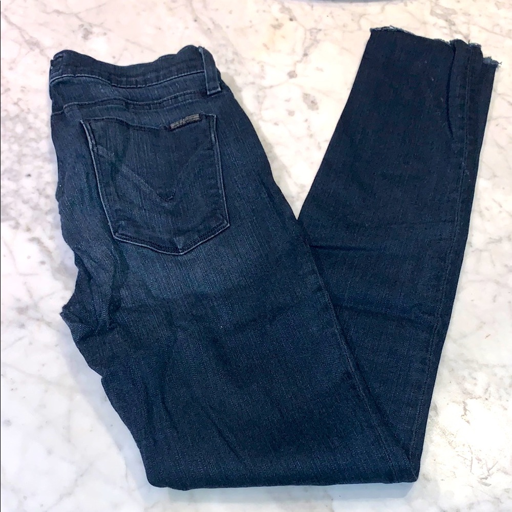 Hudson 26 Women's Blue denim skinny jeans high waisted high rise frayed hemline